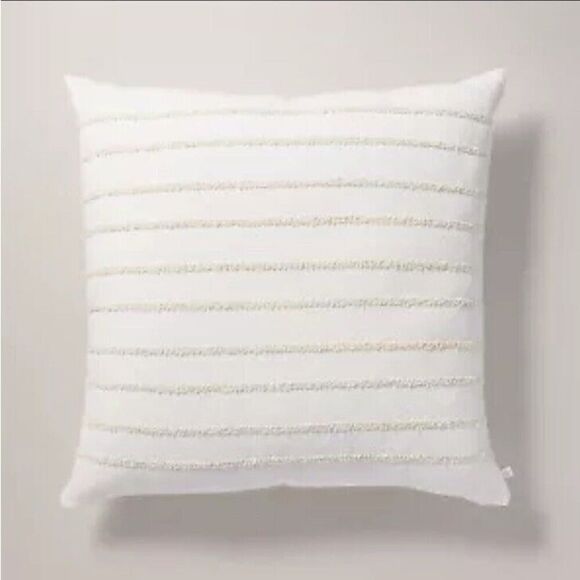 Hearth & Hand 26"x26" Tufted Rib Stripe Euro Bed Pillow Cream/Natural - Picture 1 of 8